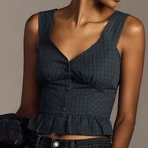NWT Ciao Lucia Plaid Tahlia Peplum Top